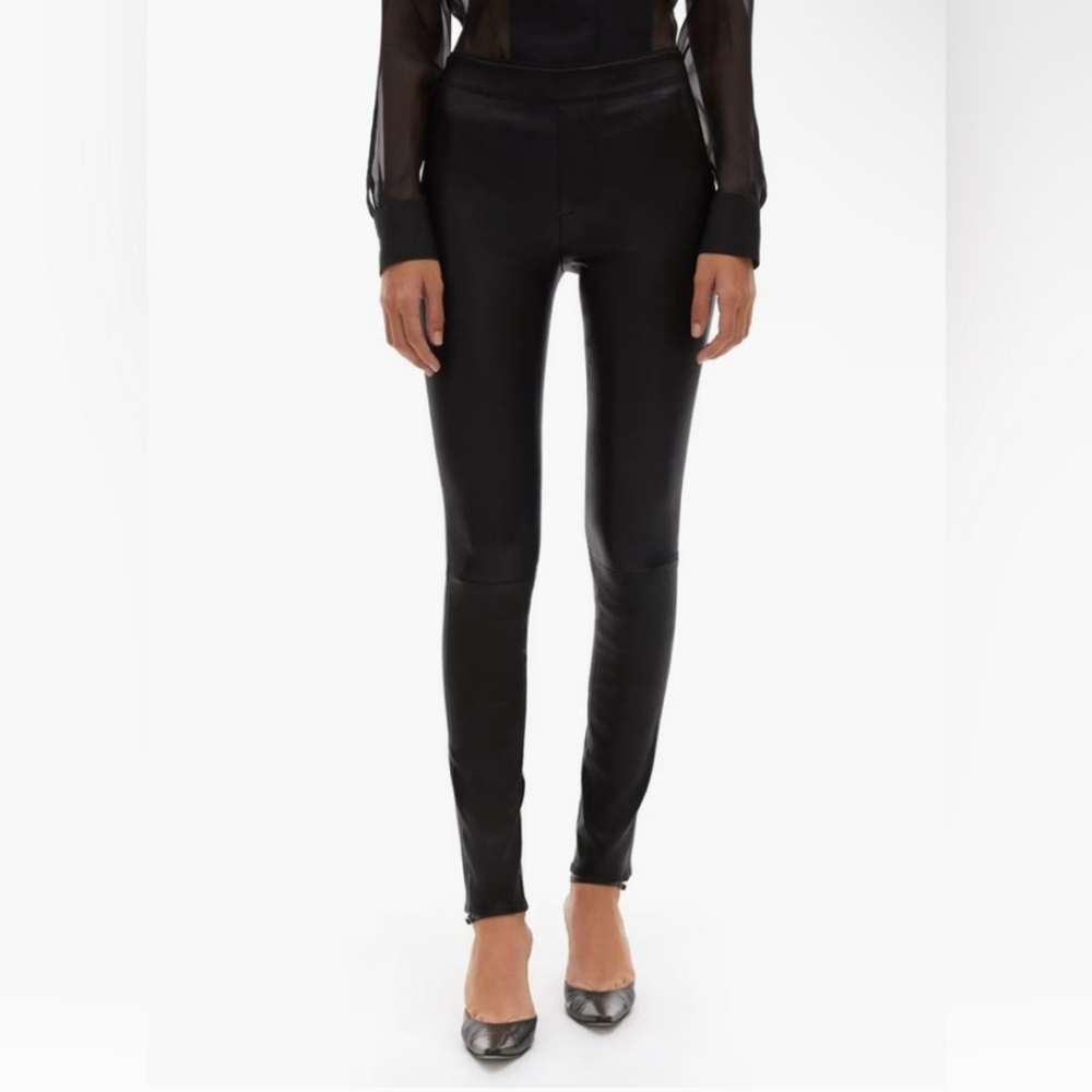 Helmut Lang Stretch Leather Legging Pants Black Size 0 - Picture 3 of 7